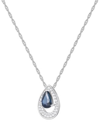 Sapphire (7/8 ct. t.w.) & Diamond (1/5 ct. t.w.) Pear Pendant 18" Necklace in 14k White Gold (Available in Ruby & Emerald)