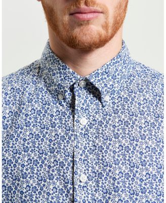 Men's Mono Floral Print Long Sleeve Shirt