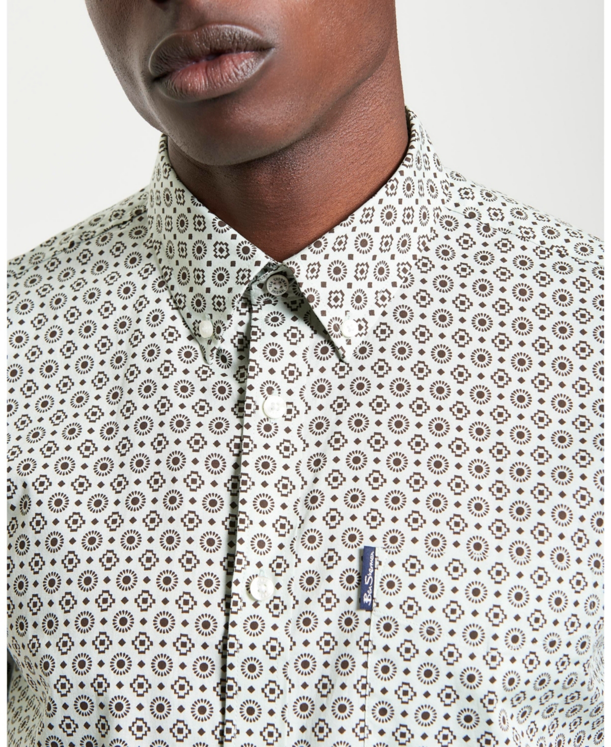 Ben Sherman Men's Block Geo Print Short Sleeve Shirt In Light Green