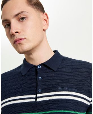 Men's Herringbone Stripe Short Sleeve Polo Shirt