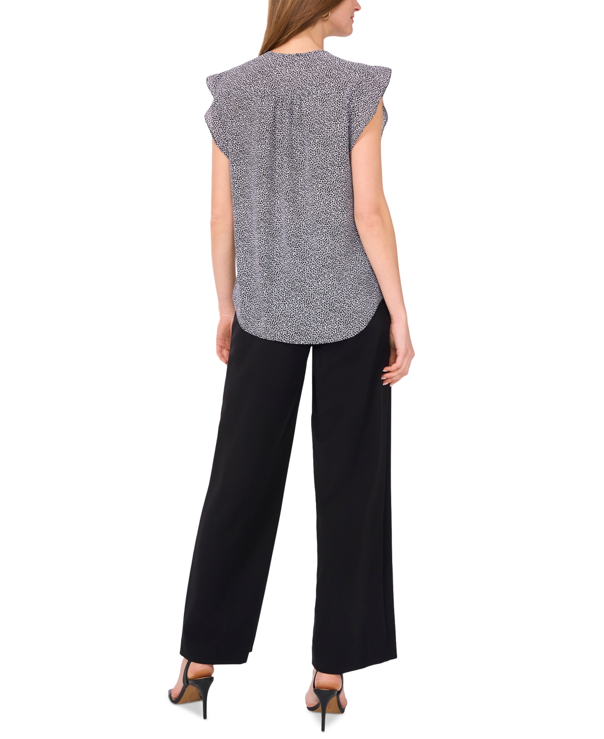 VINCE CAMUTO WOMEN'S PRINTED FLUTTER-SLEEVE TOP 