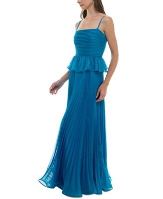 Women's Pleated Peplum Sleeveless Gown