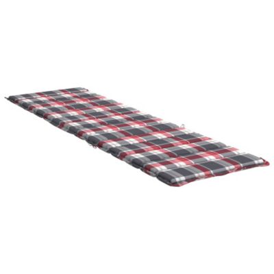 Sun Lounger Cushion Red Check Pattern 78.7"x23.6"x1.2" Oxford Fabric