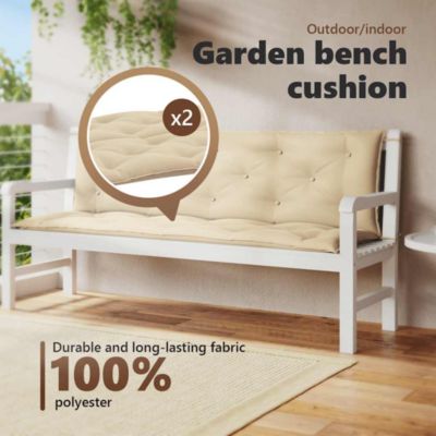 Garden Bench Cushion Beige 59.1"x(19.7"+19.7")x2.8" Oxford Fabric