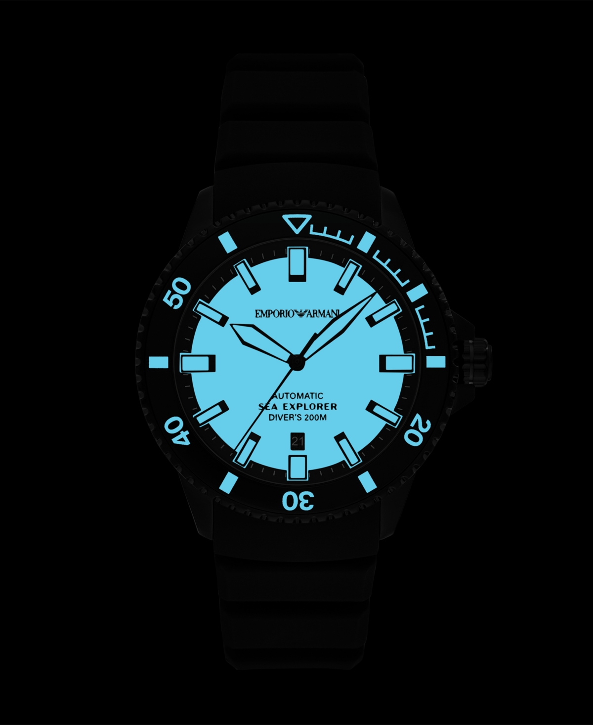 Emporio Armani Rubber Strap Watches In Black