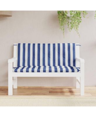 Garden Bench Cushions 2pcs Blue&White Stripe 47.2"x19.7"x2.8" Fabric