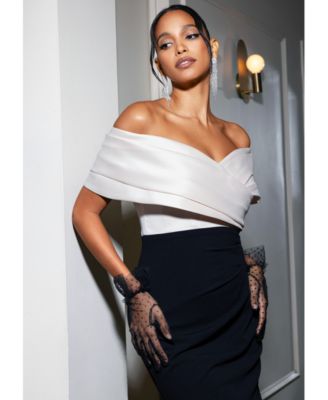 Women's Off-The-Shoulder Colorblocked Gown