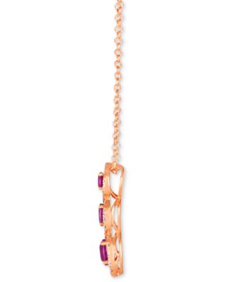 Ruby (1 ct. t.w.) & Nude Diamond (3/8 ct. t.w.) Pendant 18" Necklace in 14 Strawberry Gold