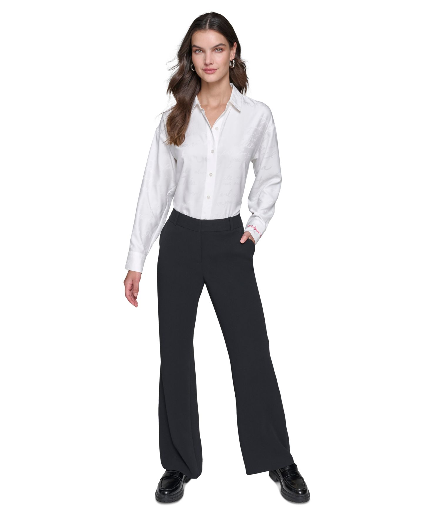 Женские брюки KARL LAGERFELD PARIS Bootcut High-Rise, цвет: Чёрный — фото 2
