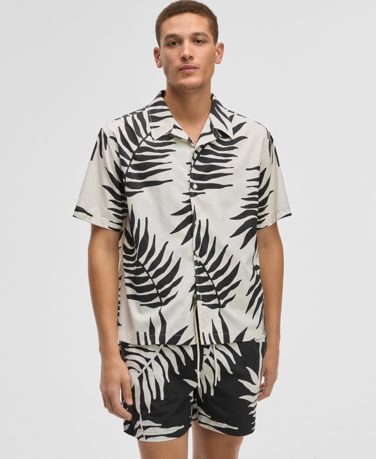 Men's Large Palm Relaxed-Fit Printed Button-Down Camp Shirt, Exclusively at Macy's - Neo Natural