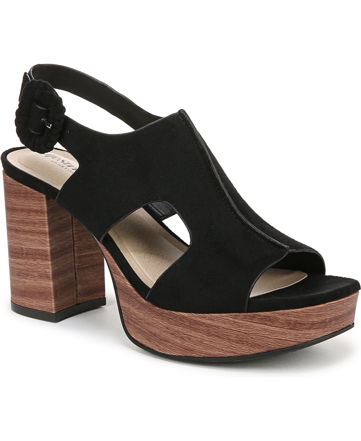 Women's Audra Open Square Toe Block Heel Platform Sandals - Gold Faux Leather