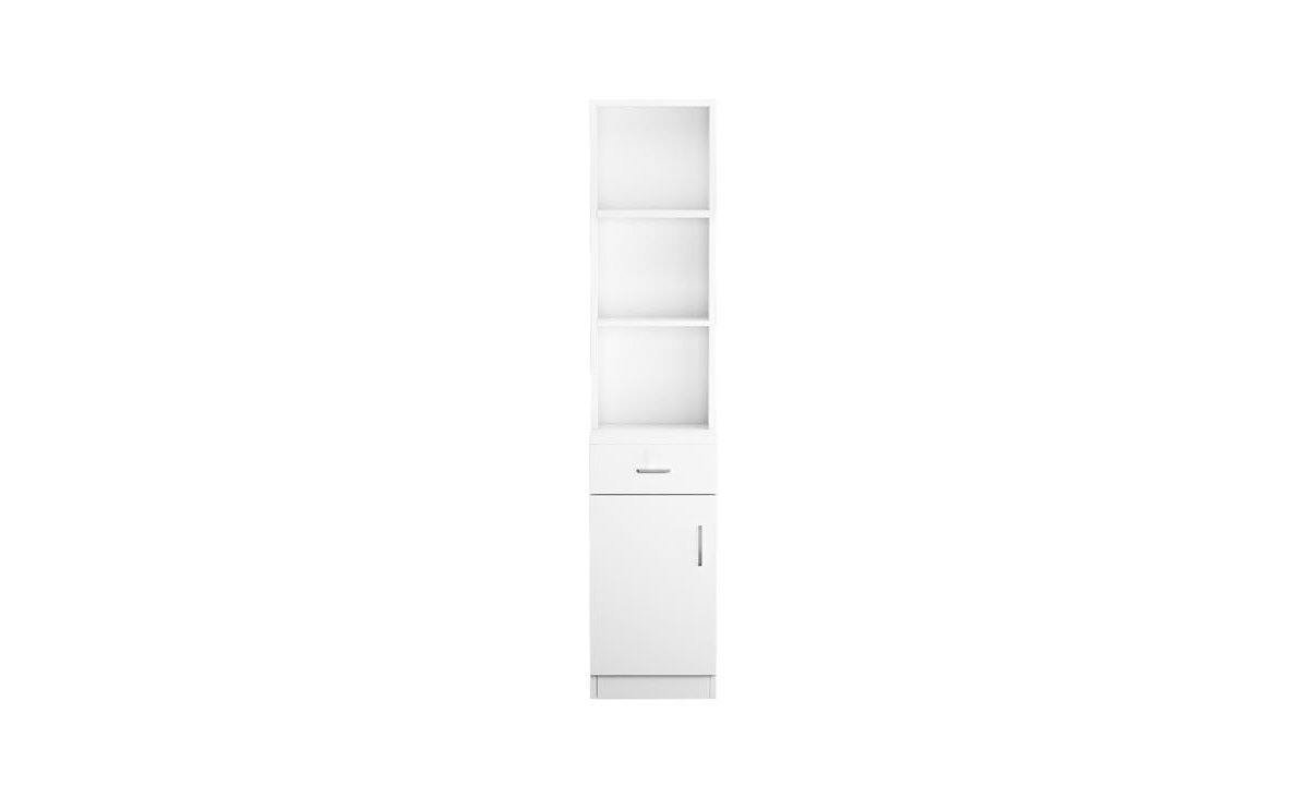 5-Compartment, 1-Drawer, 1-Door Barber Cabinet for Organized Salon Storage - White