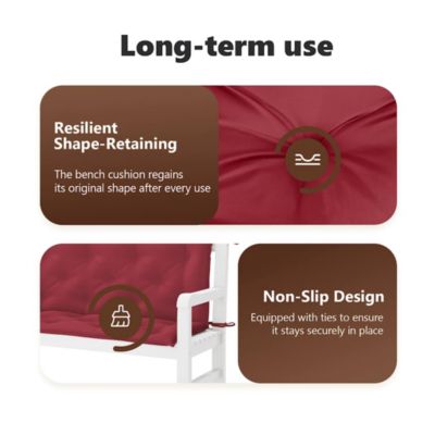 Garden Bench Cushion Wine Red 59.1"x(19.7"+19.7")x2.8" Oxford Fabric
