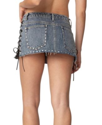 Womens Casey Lace Up Denim Mini Skirt