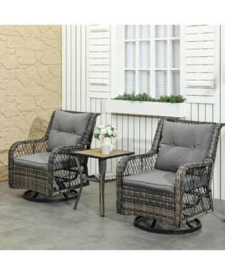 3 Pieces Wicker Bistro Set, Rocking Patio Furniture Set,
