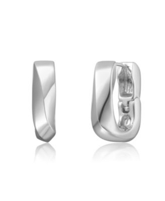 Geometric Rectangle Mini Hoop Earrings in Plated or Plated
