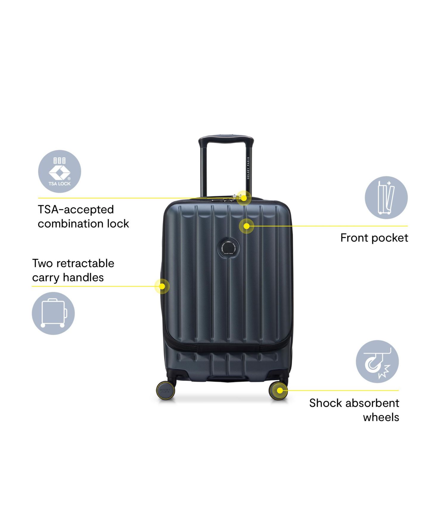 Чемодан Delsey Paris Shadow 6.0 Carry-on Front Pocket Spinner, цвет: Антрацитовый — фото 12