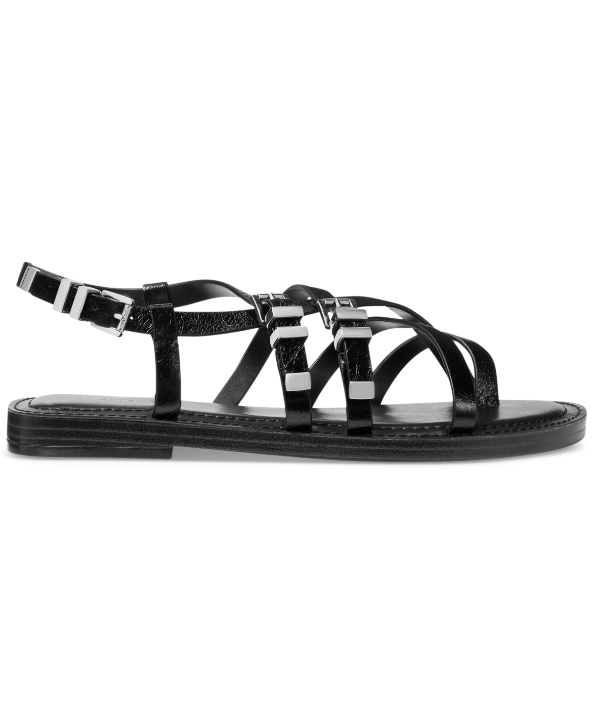 Michael Kors Darrington Snake Embossed Flat Sandals In Black