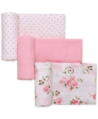 Little Me - Baby Girls 3-Pc. Muslin Blankets Set