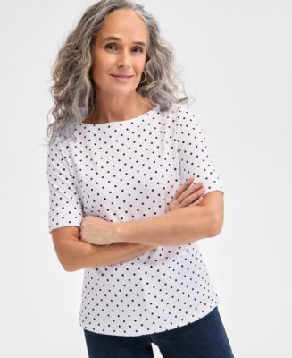 売れ筋商品|||スタイルアンドコー カットソー トップス レディース Women's Printed Boat-Neck Elbow-Sleeve Top, Exclusively at Macy's Blue Combo Style & Co Women's Printed Boat-Neck Elbow-Sleeve Top