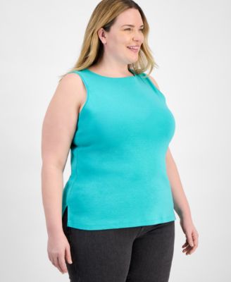 Style & Co - Plus Size Boat-Neck Knit Tank Top