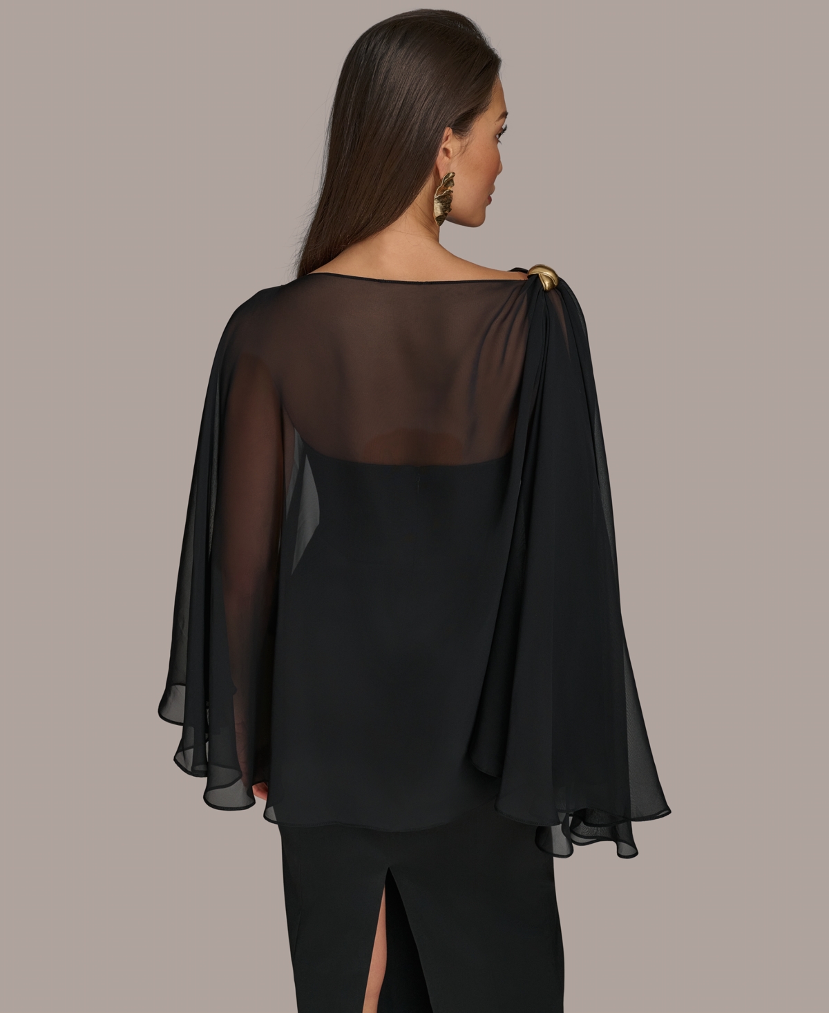 Donna Karan Women's Chiffon Formal Cape In Black