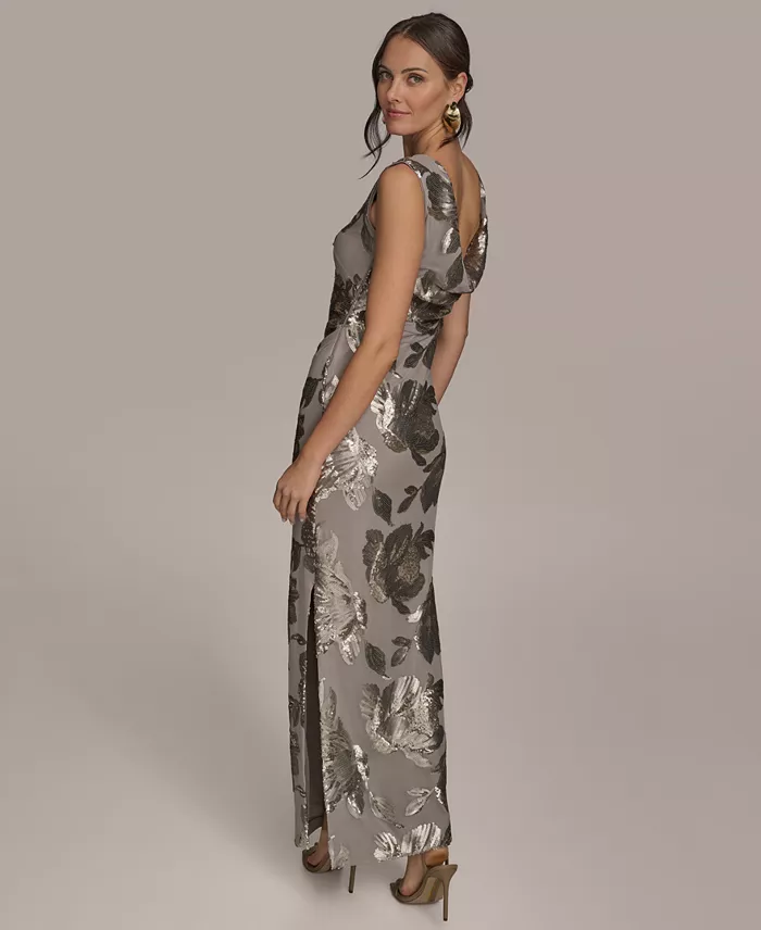 Women's Floral-Sequined Gown - thumbnail 7