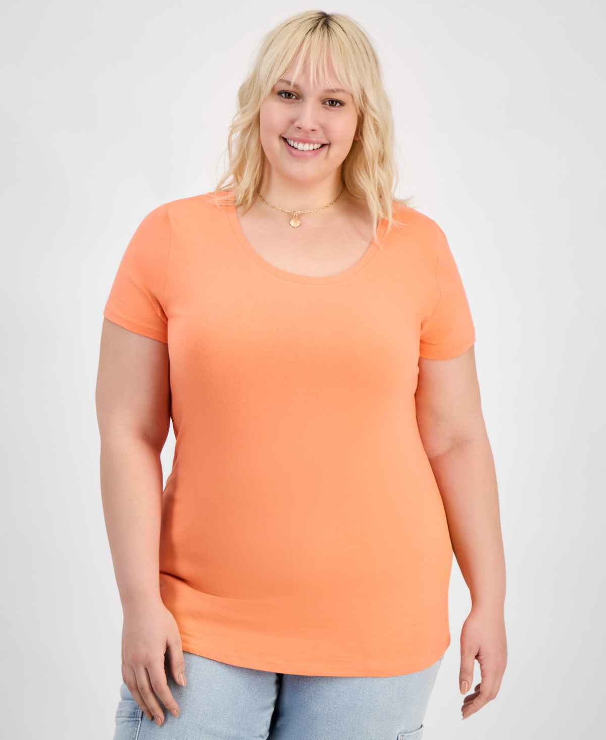 Trendy Plus Size Scoop-Neck T-Shirt - Zinfandel