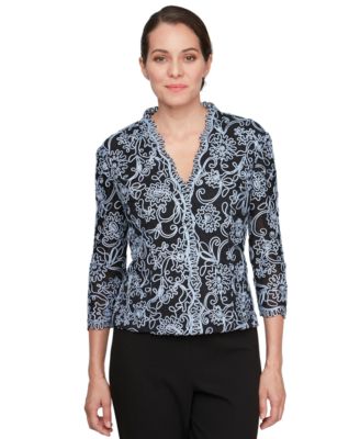 Alex Evenings - Women's 3/4-Sleeve Embroidered Blouse