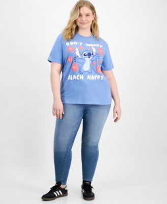 Trendy Plus Size Stitch Beach Happy Graphic T-Shirt