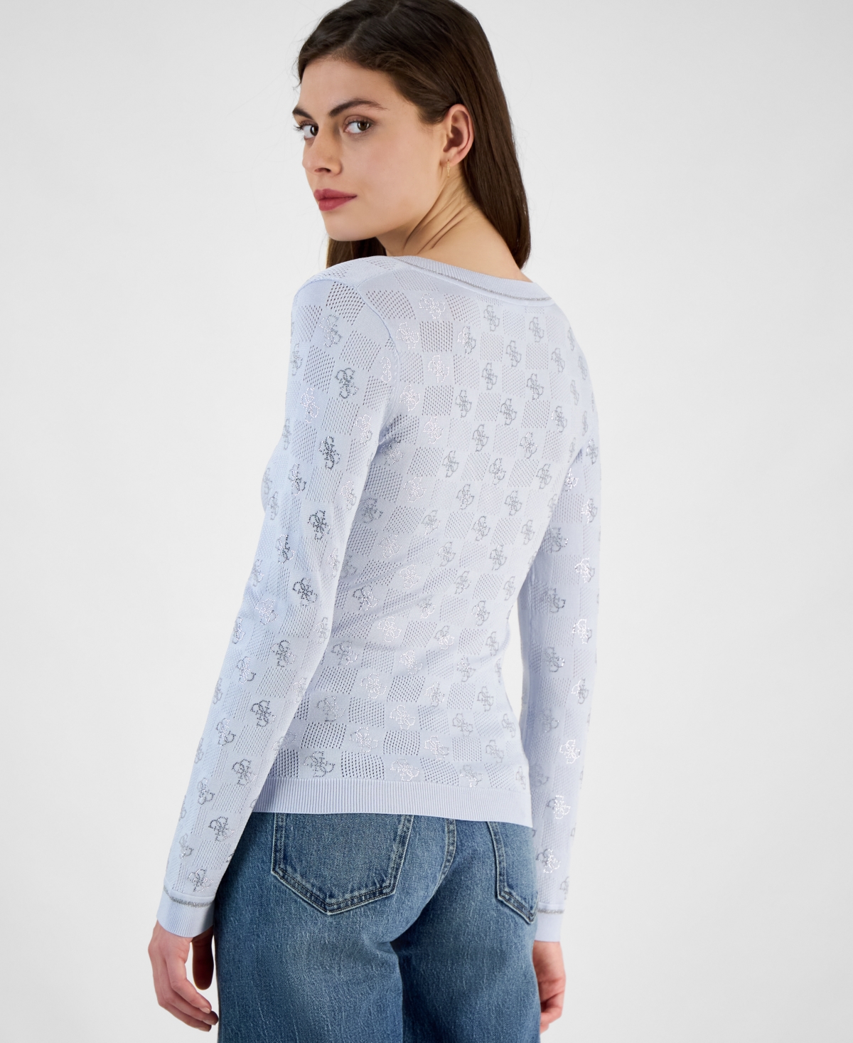 GUESS WOMEN'S ROSIE FOUR-G RHINESTONE SWEATER 