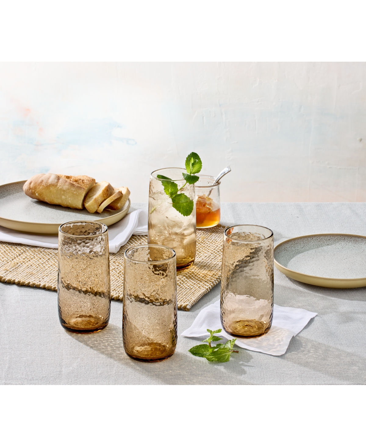 Oake Textured Highball Glasses, Set Of 4, Exclusively At Macy's In Amber