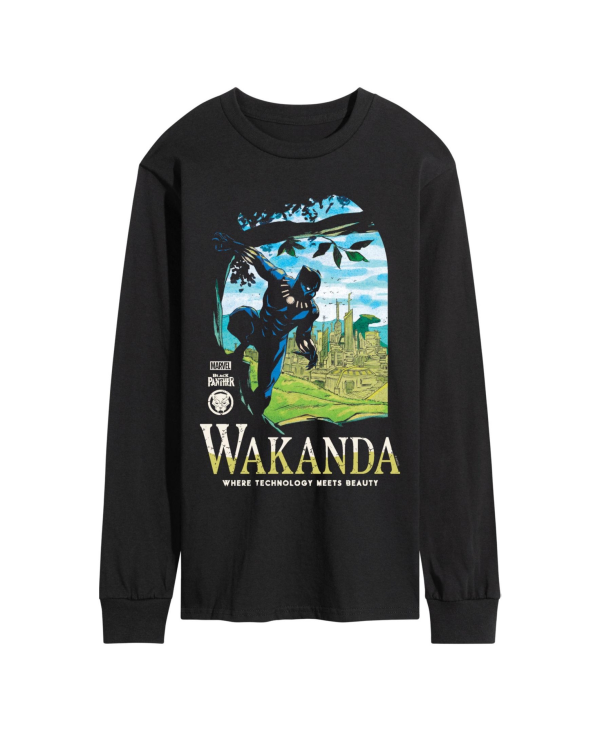 Airwaves Men's Black Panther Wakanda Long Sleeve T-shirt In Black