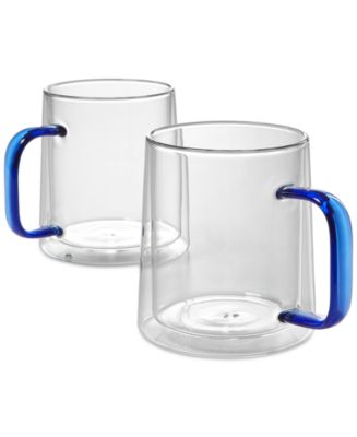 The Cellar Blue Handle Glass Mugs, Set of 2, Exclusively at Macy's - Macy's