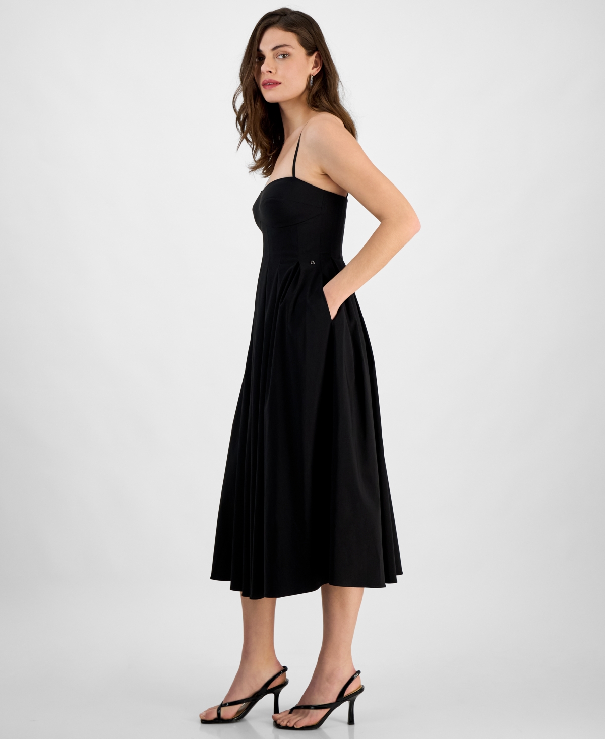 Guess Women's Bria Sweetheart Empire-waist Midi Dress In Jet Black A996