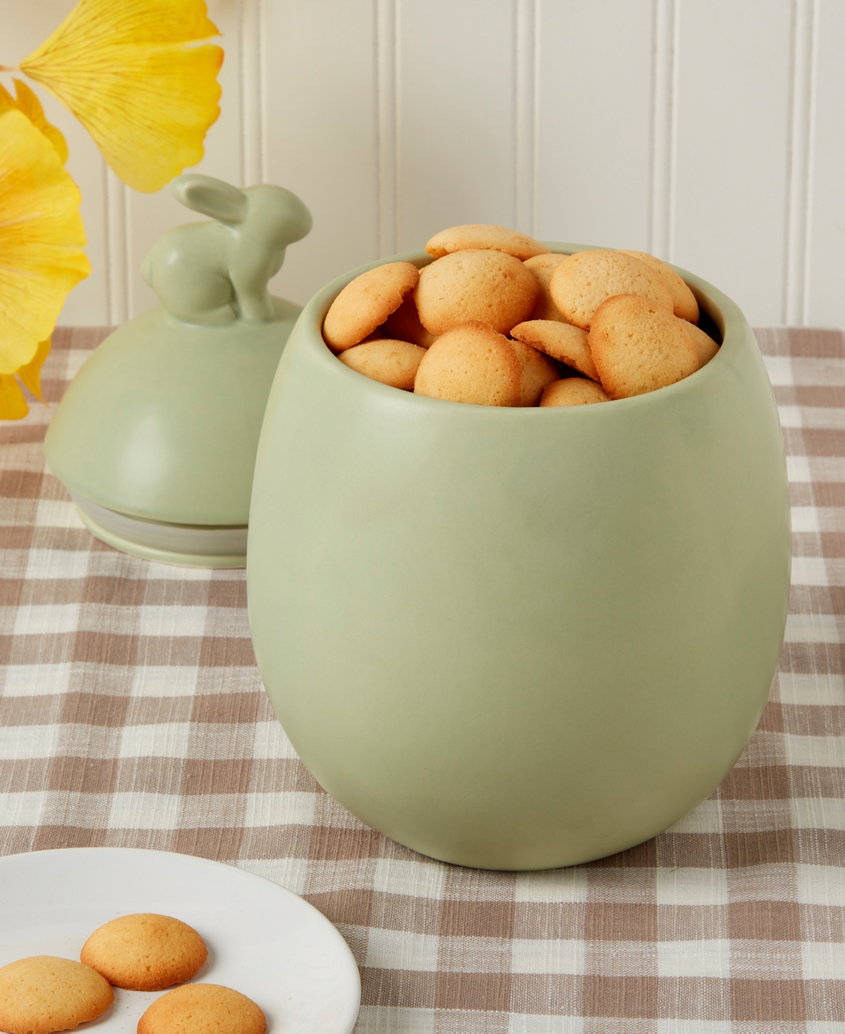 Haven Easter Bunny Cookie Jar In Sage