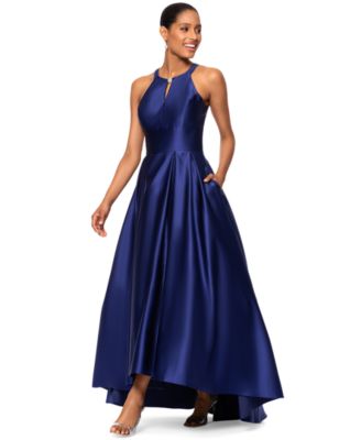 B&A By Betsy and Adam Betsy & Adam Petite High-Low Sleeveless Halter Gown