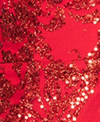 Juniors' Glitter-Floral V-Neck Gown, Created for Macy's