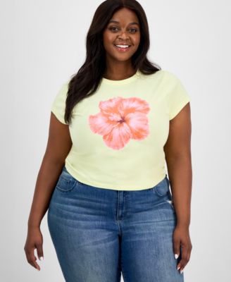 Trendy Plus Size Hibiscus Graphic Baby T-Shirt 