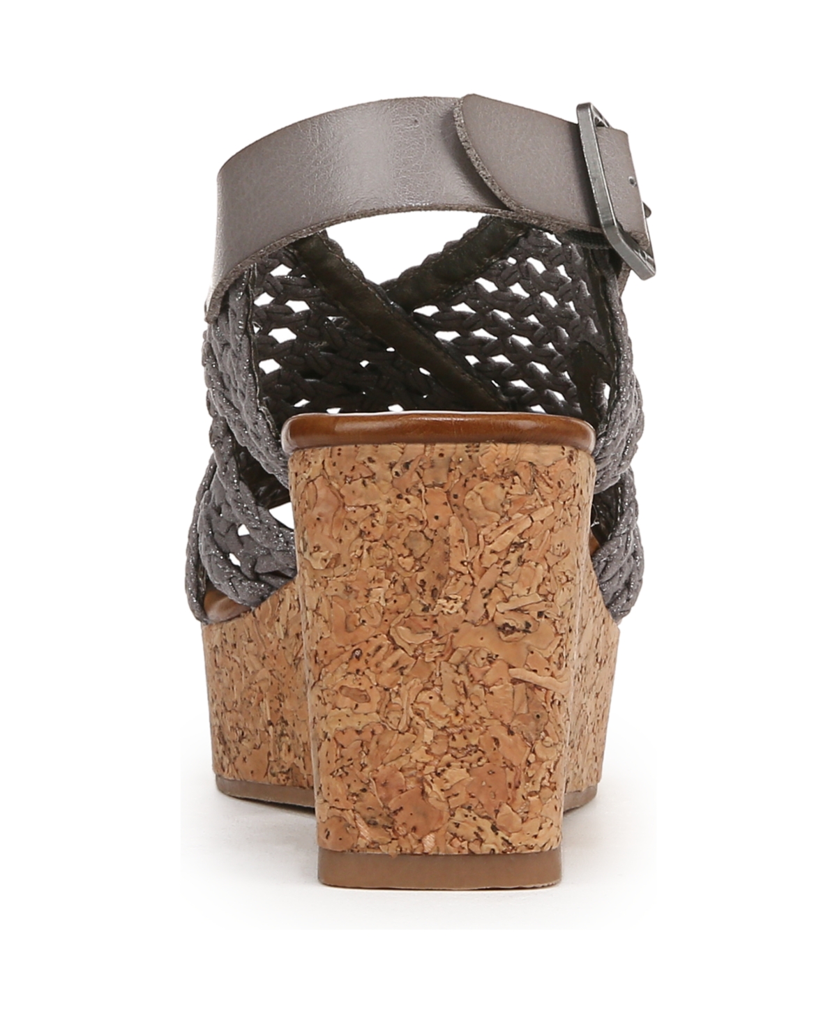Shop Blowfish Malibu Women's Andrea Square Peep Toe Slingback Wedge Sandals In Dark Silver Metallic Fabric