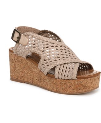 Women's Andrea Square Peep Toe Slingback Wedge Sandals