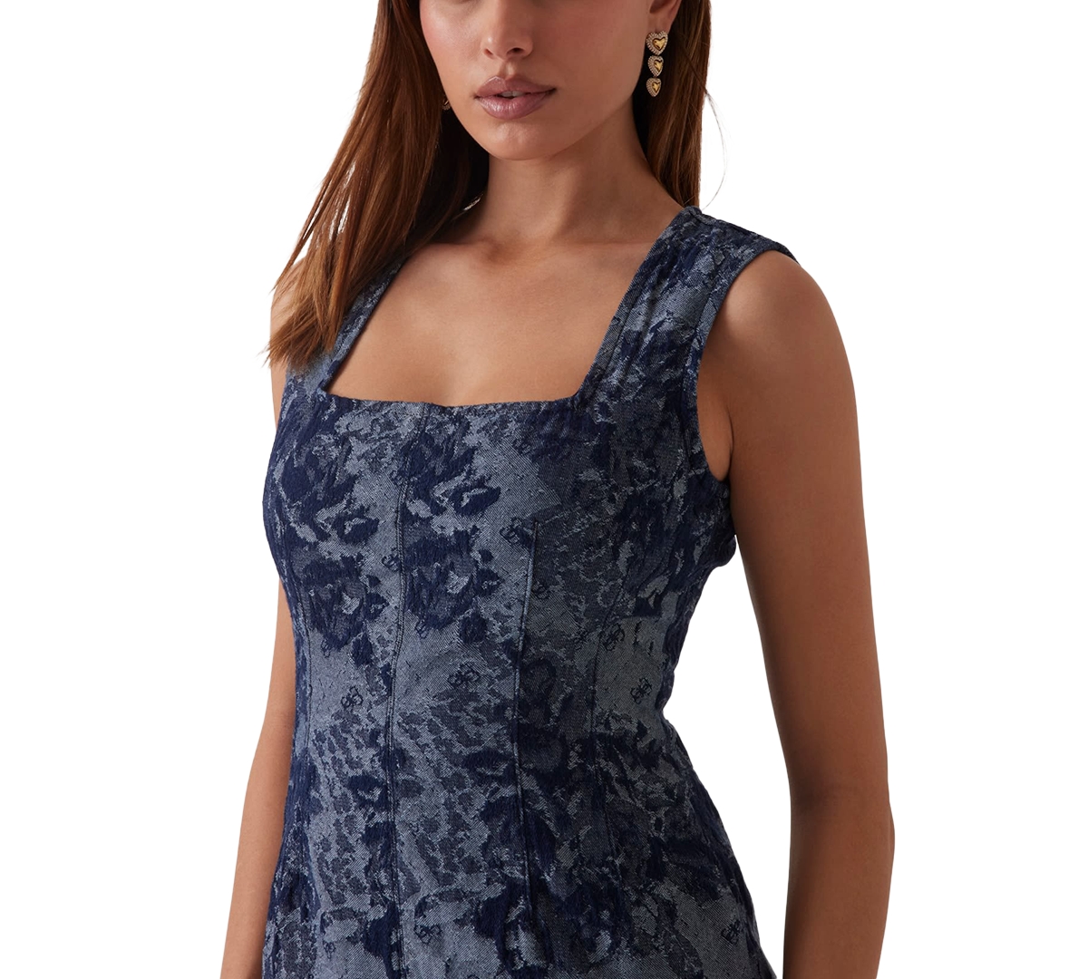 Guess Women's Eden Denim Jacquard Mini Dress In Rinse
