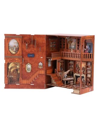DIY Book Nook Kit - DIY Miniature House Kit Dollhouse Booknook Tiny House Decor 3D Wooden Puzzle, Bookshelf Decor, Gifts (The Green Lodge