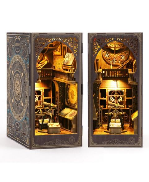 Детские конструкторы HANSILK Museum of Astronomy DIY Book Nook 3D Wooden Puzzle, Ages 14+, цвет: Коричневый