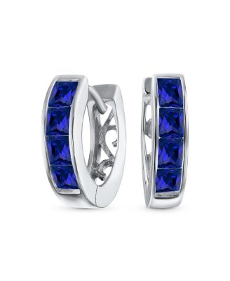 Small CZ Hoop Earrings in Gold-Plated Sterling Silver Multi-Color Options