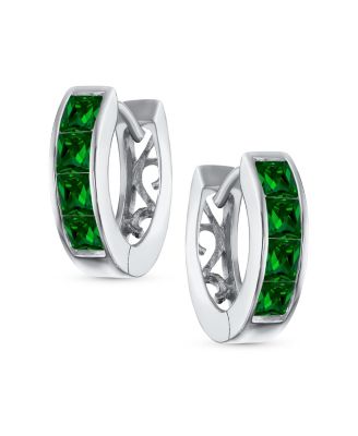 Small CZ Hoop Earrings in Gold-Plated Sterling Silver Multi-Color Options