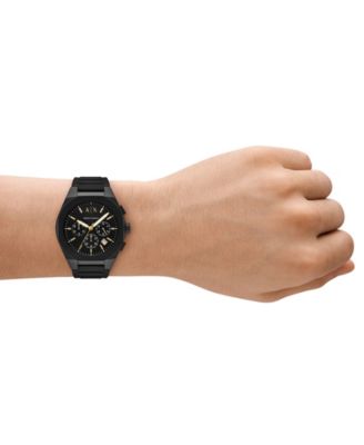 Men's Quartz Chronograph Black Silicone Watch, 42mm