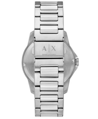 Men's Quartz Three-Hand Day-Date Silver Stainless-Steel Watch, 44mm