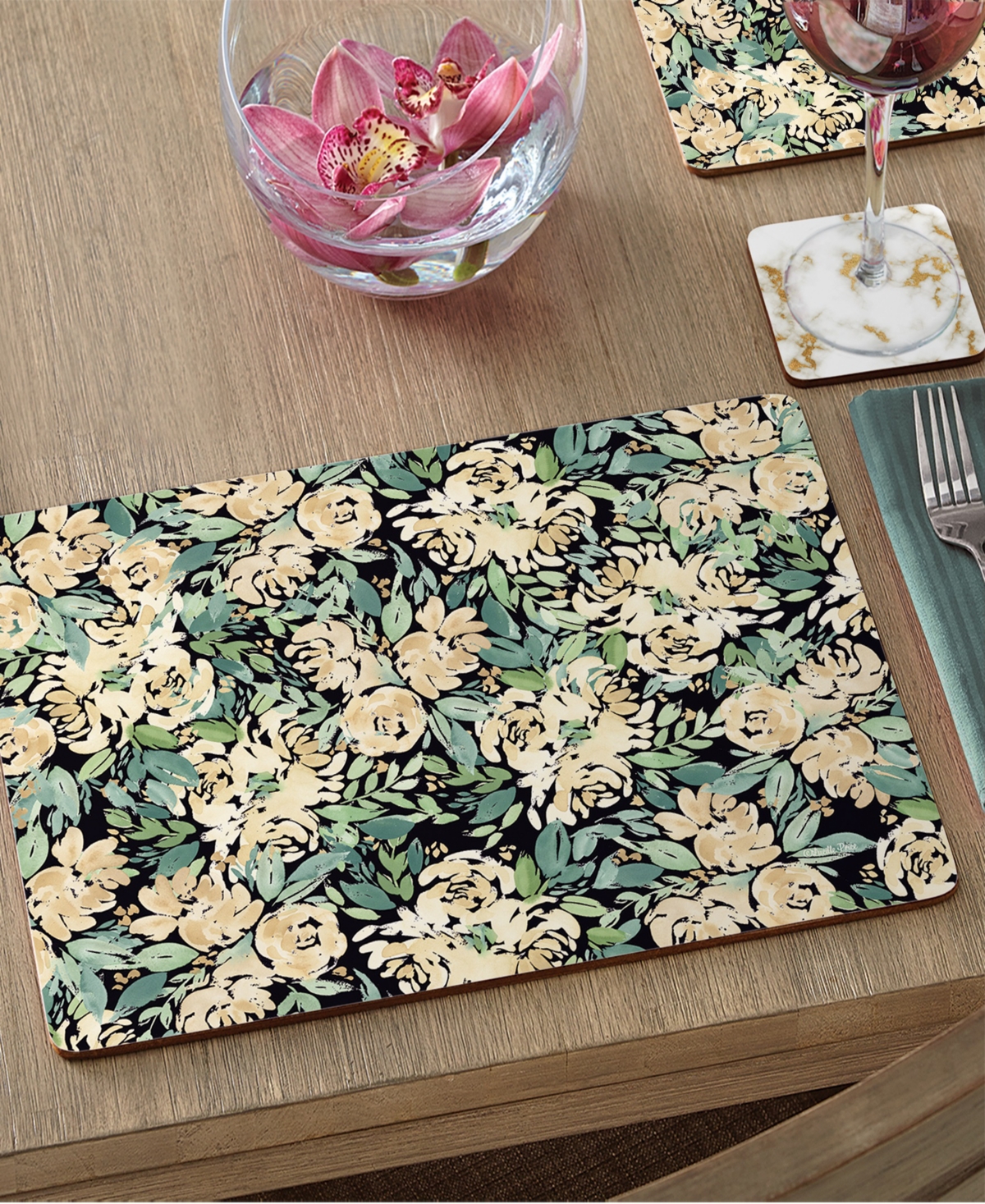 Counterart Little Love Hardboard Cork Placemats 15"x 11", Set Of 4 In Multi