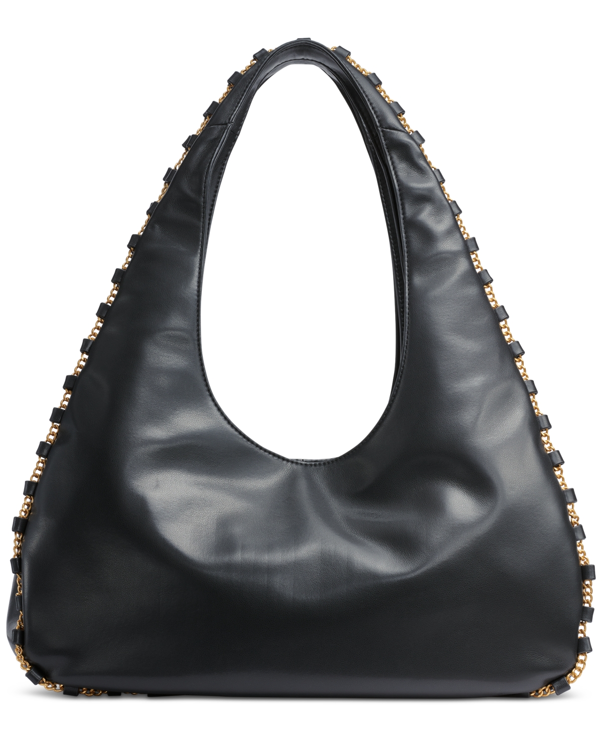 Donna Karan Batiste Large Leather Shoulder Bag In Black,gold